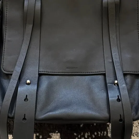 AllSaints Fin Convertible Leather Backpack Black AllSaints Fin Convertible Leather Backpack Black